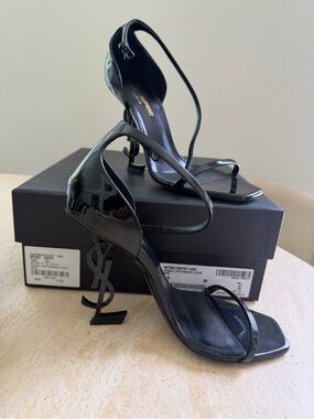 Yves Saint Laurent Black Satin Stiletto Heels